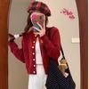 Korean Style Sweet Girly Knit Cardigan, Milk-Toned Gentle Outerwear for Petite Women, Trendy Spring/Autumn Top