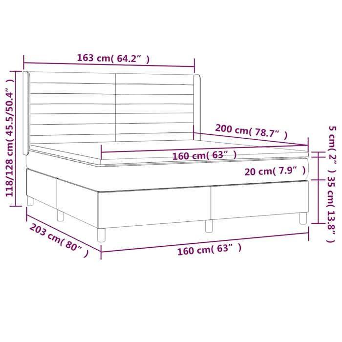 VidaXL Slat Bed Base with Mattress and LED, Upholstered Bed, Double Bed, Adult Bed for Interior Bedroom, 3138965