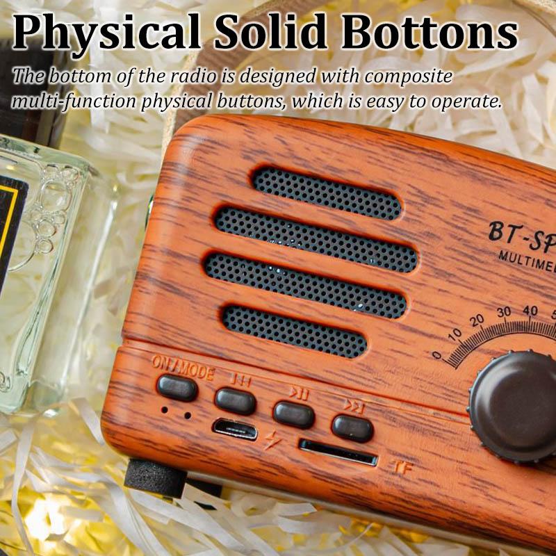 Retro-Mini-FM-Radio, klassischer FM-Empfänger, Vintage-Bluetooth-Lautsprecher, schwerer Bass-Subwoofer, TF-Player, wiederaufladbare Radios als Geschenk