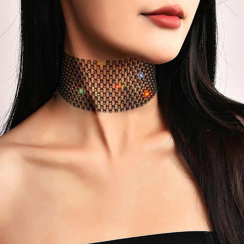 

Женская бижутерия Горный хрусталь Чокер сверкающий хрустальный воротник Ожерелье Многослойные подарки Блестящие