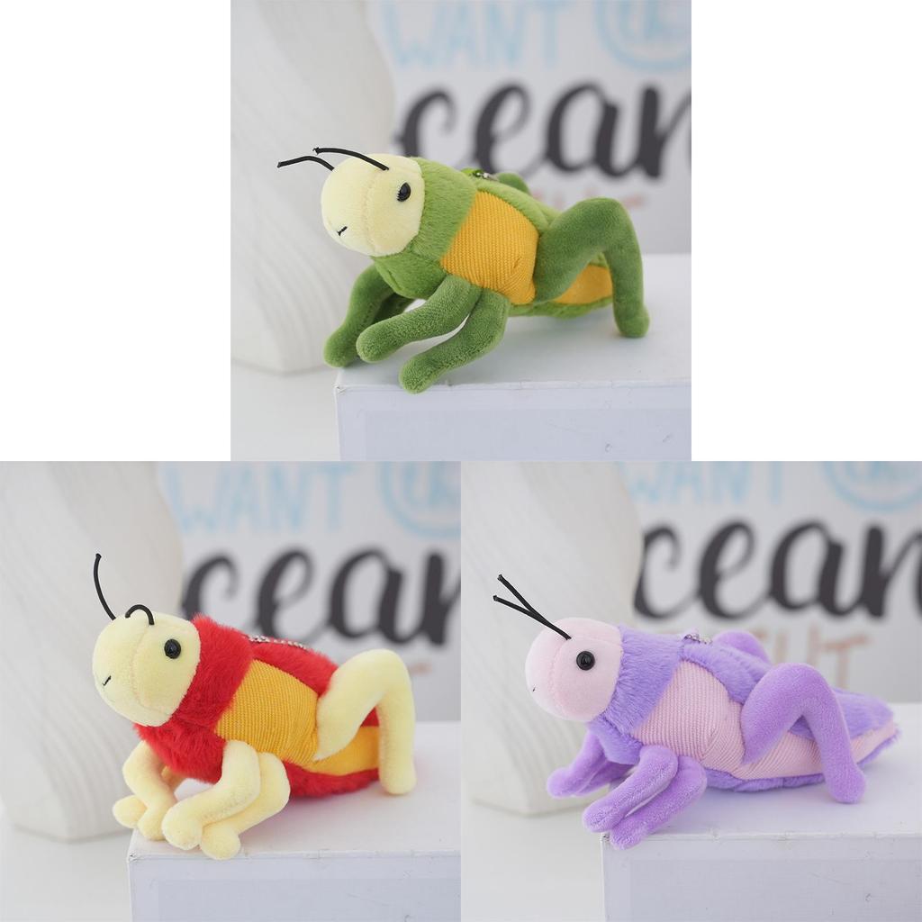 Cute Plush Grasshopper Keychain Toy With Pp Cotton Filling For Bag Decor