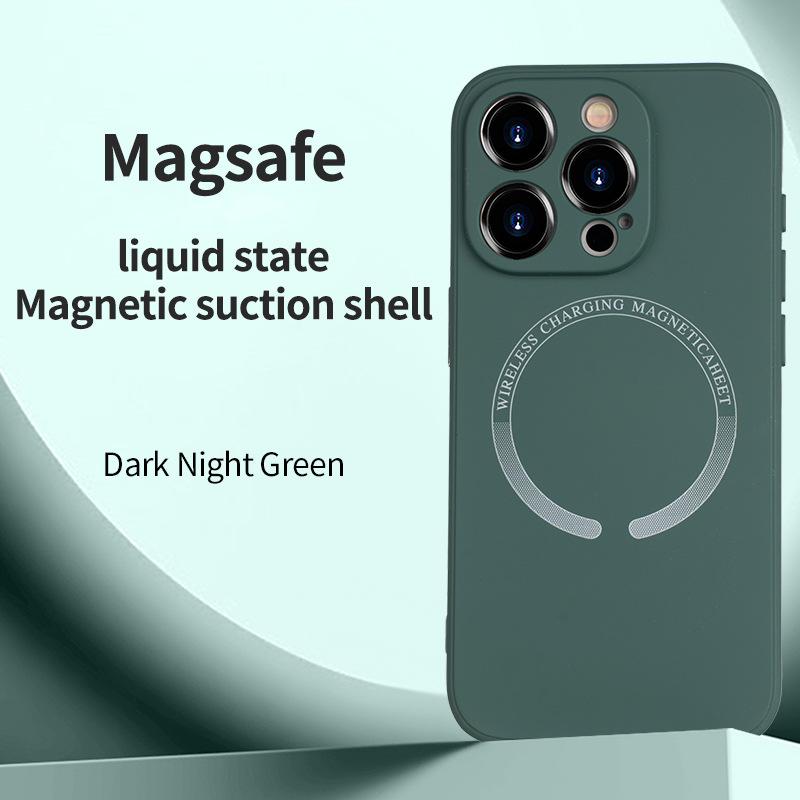 Applicable iPhone16PRO Liquid Silicone Magnetic Mobile Phone Case iPhone17 All-inclusive Lens Soft I15 Protective Case