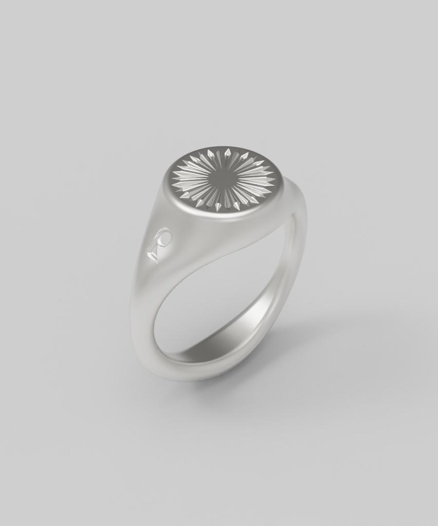 Reneobjet Sig Radial Dual Ring [925 Sterling Silver] Signet Ring