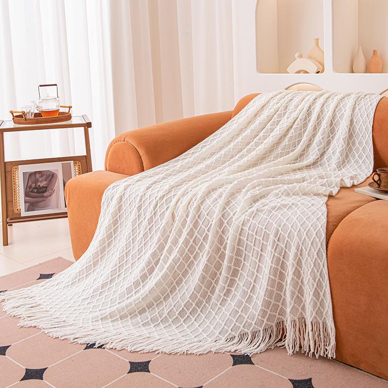 Coperta a Maglia a Rete Diamante: Morbido, Delicato sulla Pelle, Perfetto per Letto, Divano o Stanza Universitaria