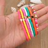 Multicolor Heishi Beaded Golden Heart Charm Bracelet Set for Women Summer Beach Jewelry Gift