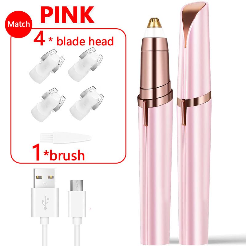 

2026 New Women Electric Eyebrow Trimmer Facial Hair Remover Automatic Eyebrow Shaver Pocket Portable Grooming Tool розовый