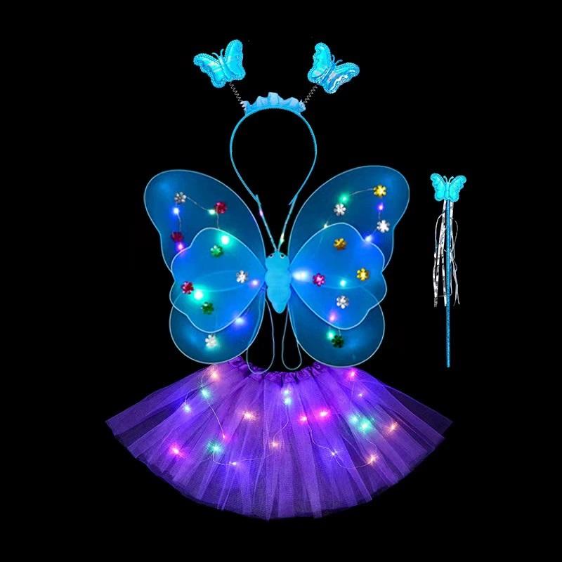 Luminous Wings Flashing Butterflys Skirt Lights Suits LED Children Costume Toys Girls Angel Children Fairy Props Photography Toy