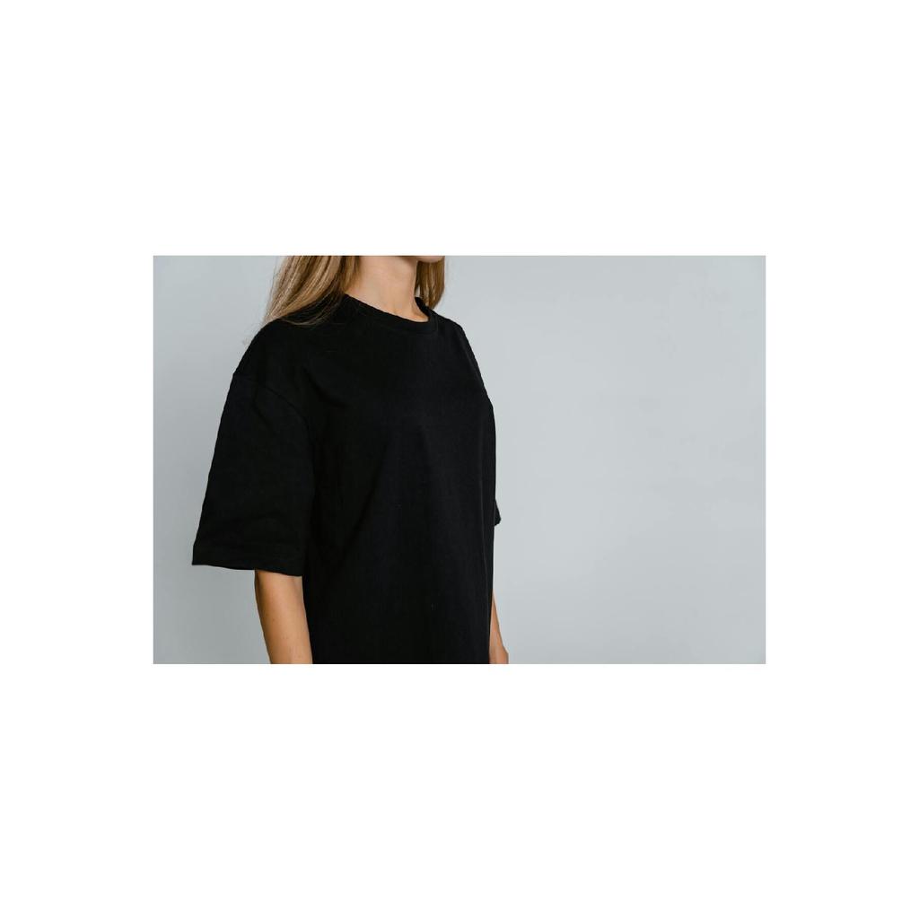 Schwarzes Oversize-Boyfriend-T-Shirt aus Baumwolle für Unisex mit Rundhalsausschnitt