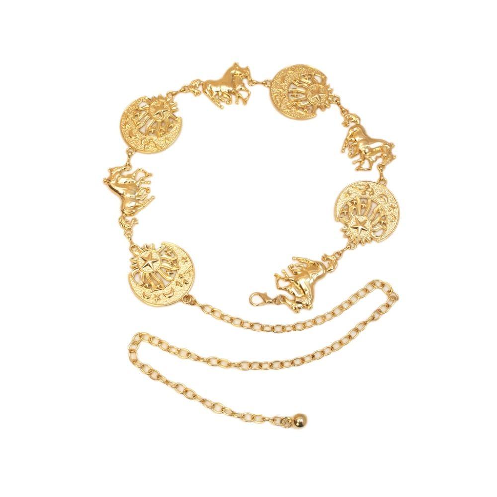 Horse Woman Chain Belt Gold Silver Dress Cummerbands Punk Waistbands Clothing Accessories