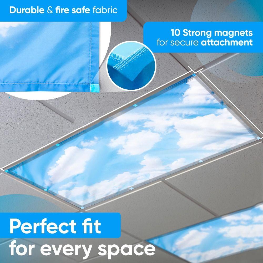Decoration Light Covers 120*60cm Lampshade Anti-glare 15 Styles Magnetic Light Filters Sky Cloud Fabric Lampshade Offices