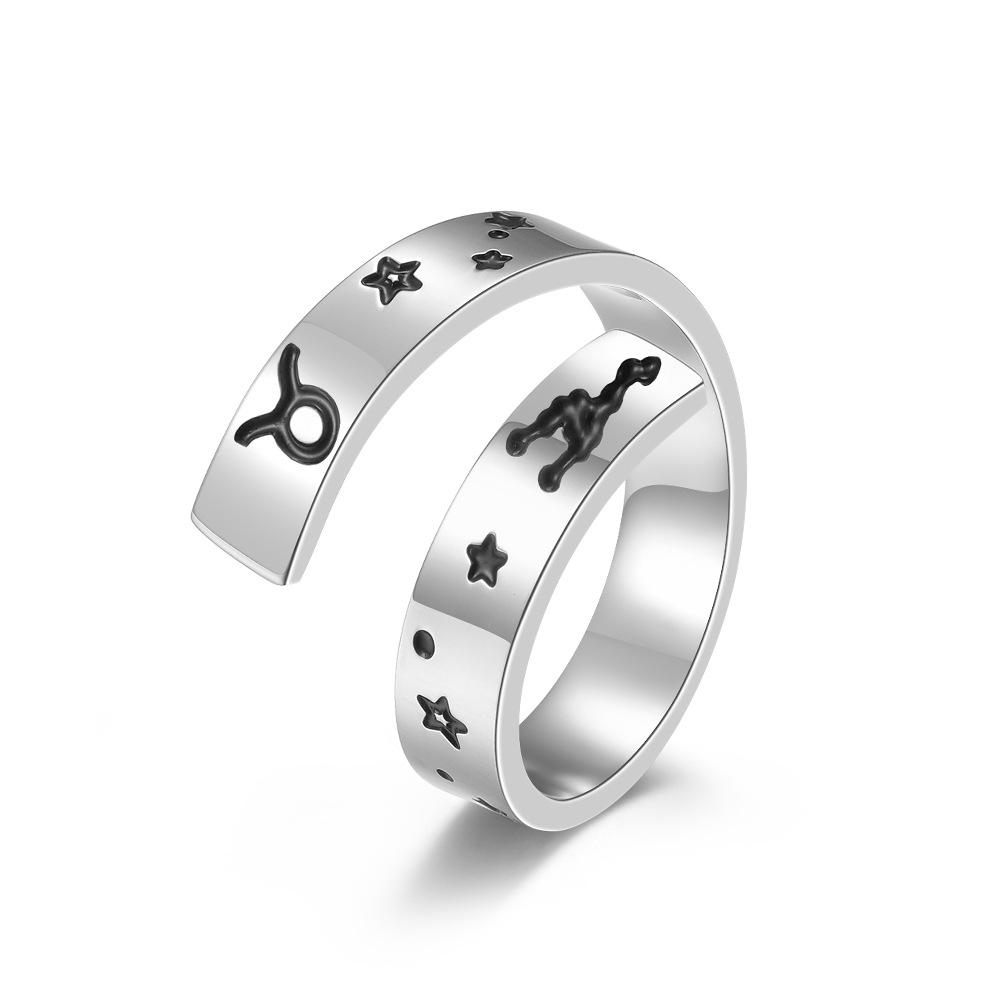 Neutral Cold Wind Twelve Constellations Adjustable Opening Titanium Steel Ring Stainless Steel Ring