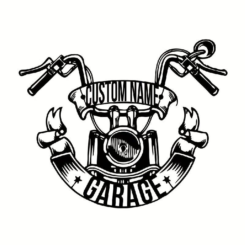 Motorcycle Garage Decor with Custom Name/Text, for Man Cave/Workshop/Rooms Decor, Birthday/Housewarming/Easter Present for Biker
