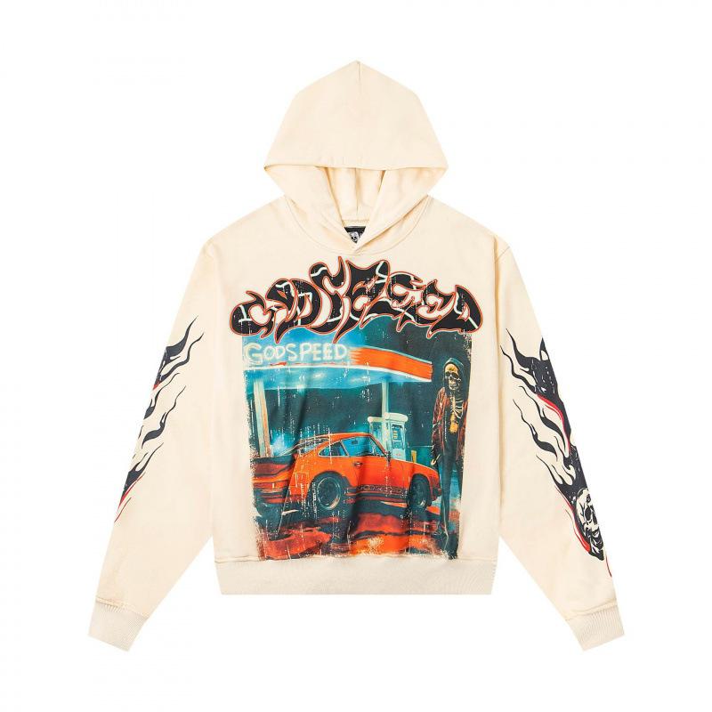 odspeedss autumn and winter new direct injection printing wash water retro pure cotton hip hop beauty trend hoodie sweater