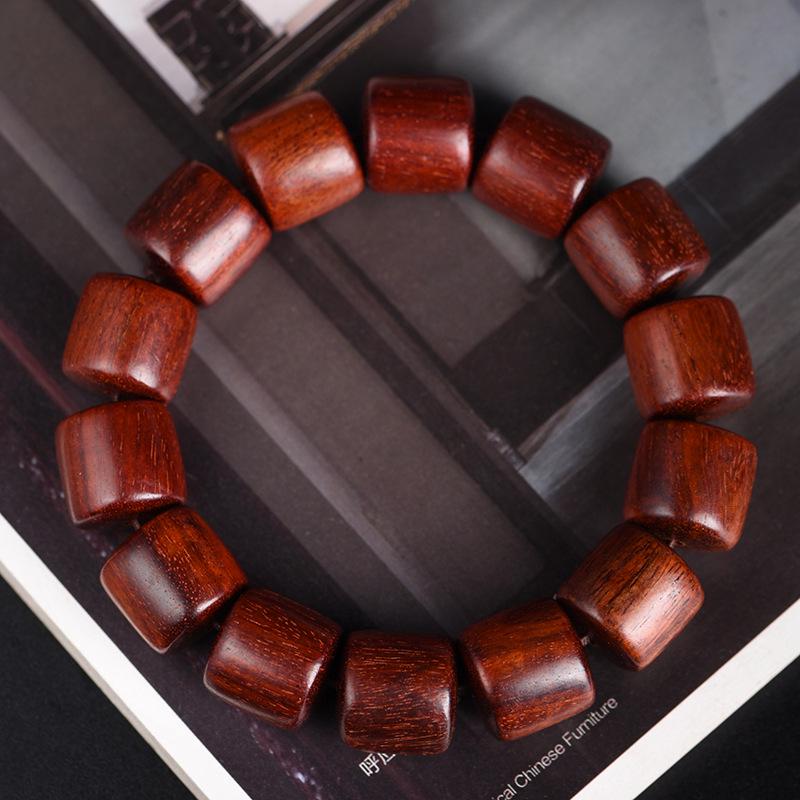 

Вэньвань буддийский молитвенный браслет с бочкообразными бусинами - сандал, зеленый сандал, эбеновые бусины, стиль со сквозными спейсерами.