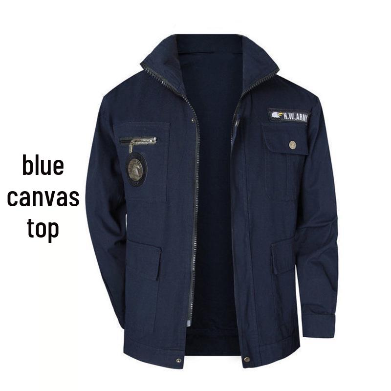 Men's Long-Sleeved Workwear Jacket: Thickened, Anti-Scald, Wear-Resistant for Welding & Auto Repair