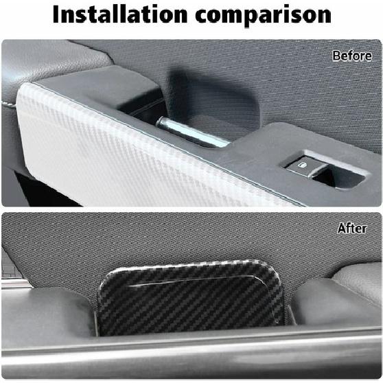 4x Door Handle Bowl Cover Trim Bezels Interior For Ford F150 + Carbon Fiber