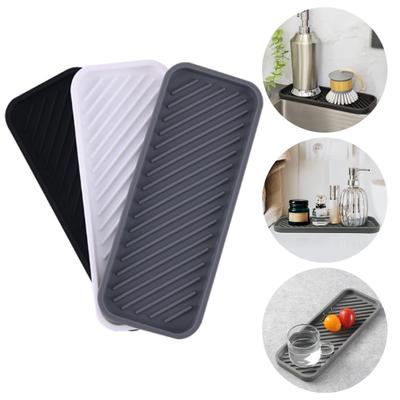 3Pcs Draining Mat Multifunctional Quick Drying Kitchen Sink Organizer Tray Silicone Sponge Soap Dispenser Caddy Bathroom Counter Supplies