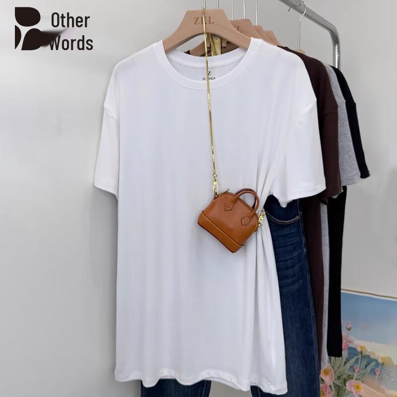 Bieyu Women s Loose Fit Cool Silk Mid-length T-shirt L