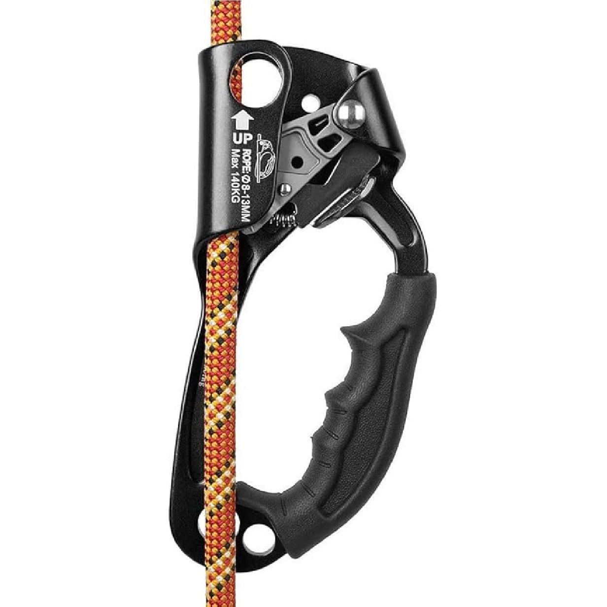SRT Climbing Hand Ascender Aviation Light Alloy Mountaineering Rock Ergonomic Rappelling Gear Equipment Left Handled Ascender Arborist Tree Climber Black Right Hand