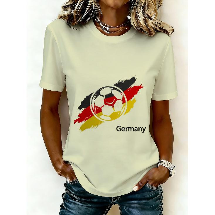 2026 Casual Women's Short-Sleeve T-Shirt with USA-Canada-Mexico World Cup Football Match Print