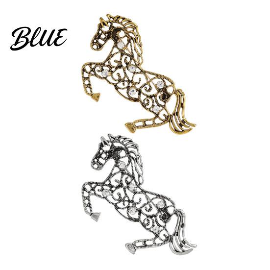 Magnifique Accessoire Animalier 1/2 Pièces Broche L'Année du Cheval Creux