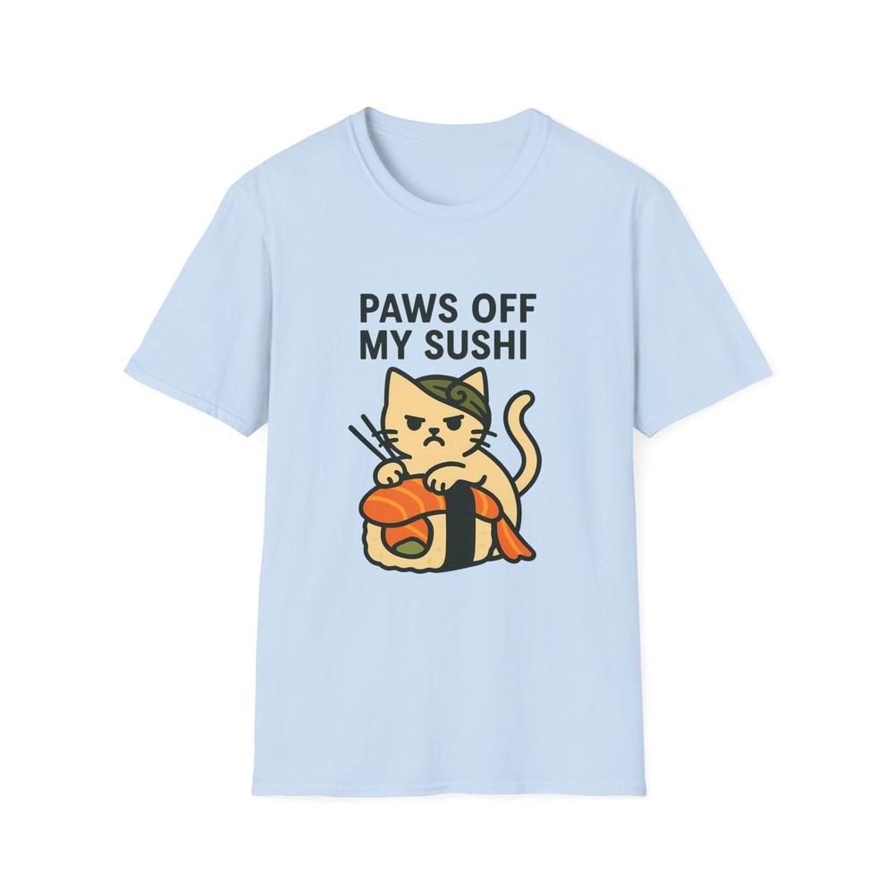 

Unisex Softstyle T-Shirt Grumpy Cat Humor Paws Off My Sushi Foodie Tee M