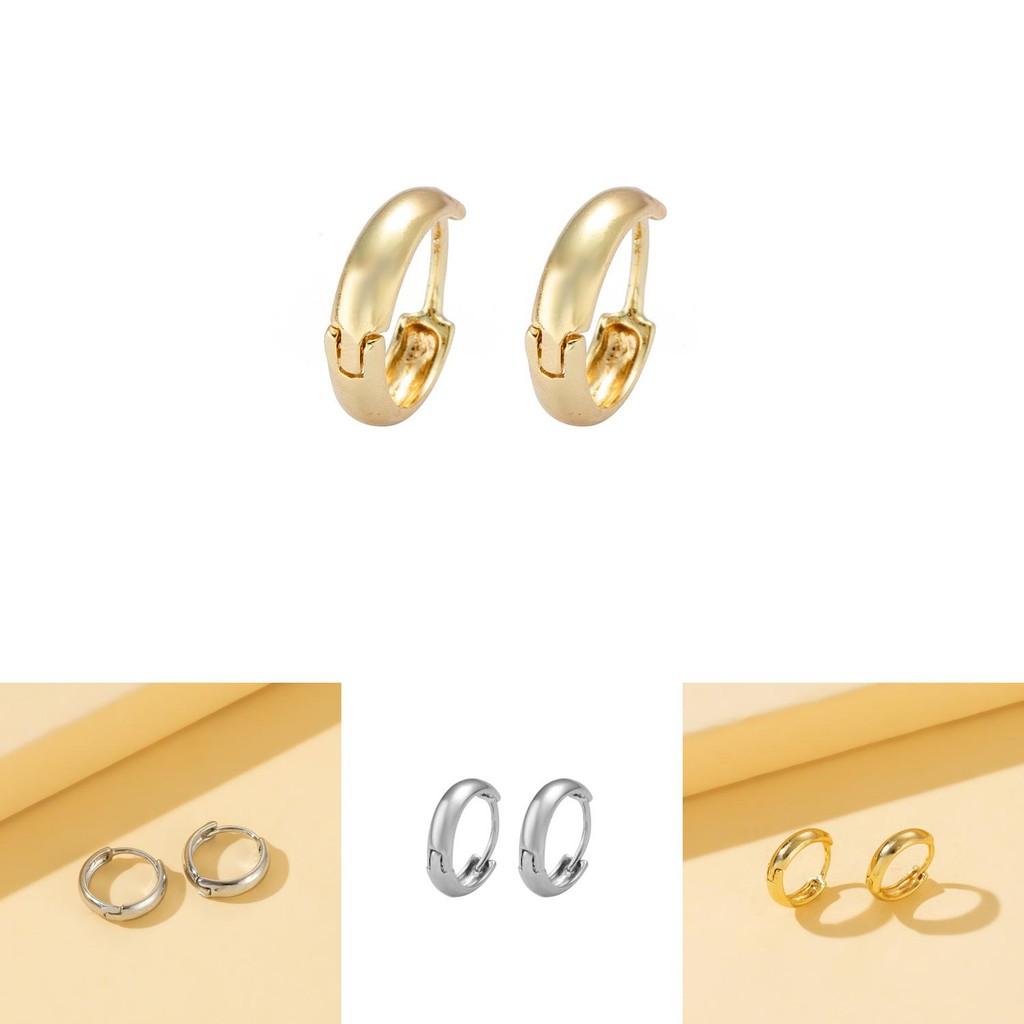 Minimalist Alloy Hoop Earrings Elegant Geometric Gold Silver Rose Gold For Ladies