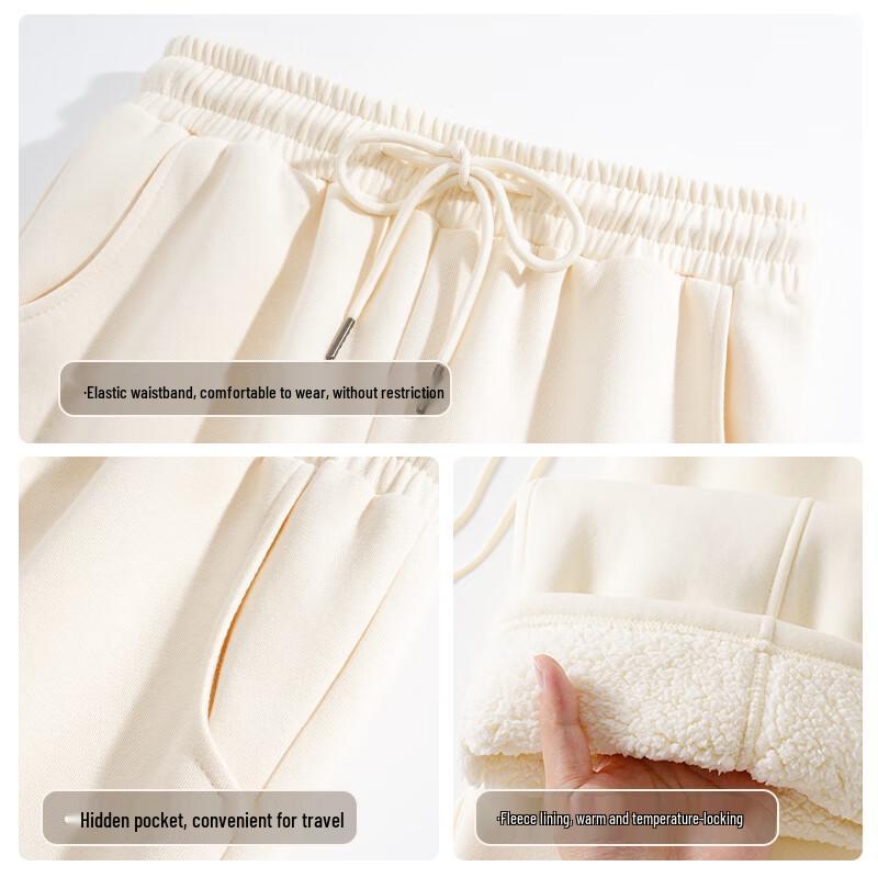 Baleno Women's Winter High-Waist Fleece-Lined Straight Wide-Leg Pants