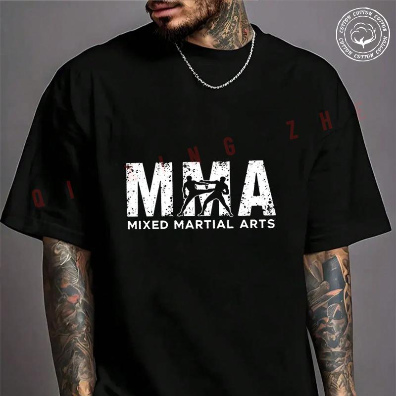 Featuring An MMA Fighter Graphic Moto Cotton T-shirt Summer Casual Short Sleeved Basic TShirt R