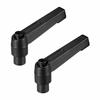 M6 Ratchet Adjustable Clamping Handle, 42 Mm Lever, Galvanized Steel, Pack of 2