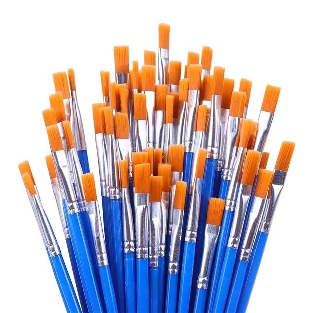 50 stk malerpensler sett kunst rundt flatt hår Nylon hårmaling pensel for olje Akryl Akvarell Barn/Kunstnere/Begynnere/Studenter