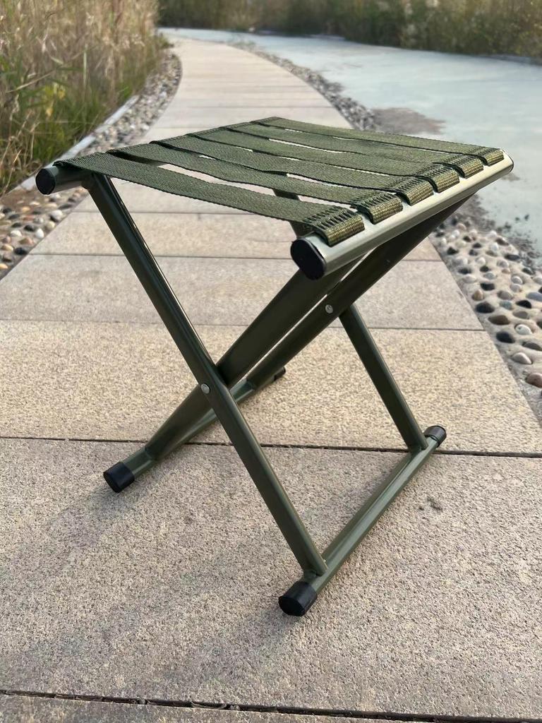 Large Portable Folding Thickened Metal Stool for Outdoor, Fishing, or Picnic Use.
