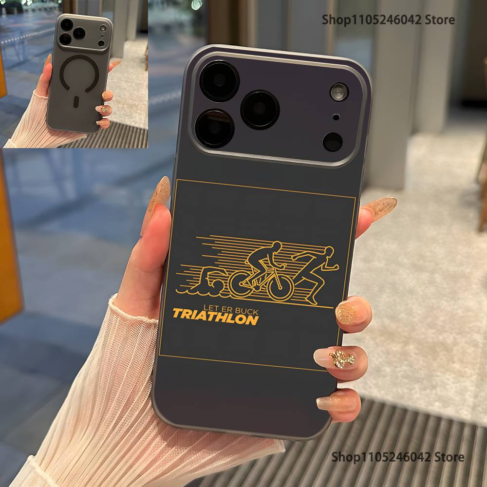 Triathlon Swim Bike Run Tri Life Transparent gray Phone Case For iPhone 17,16,15,14,13,12Pro,Max,Plus Magnetic Wireless Charging