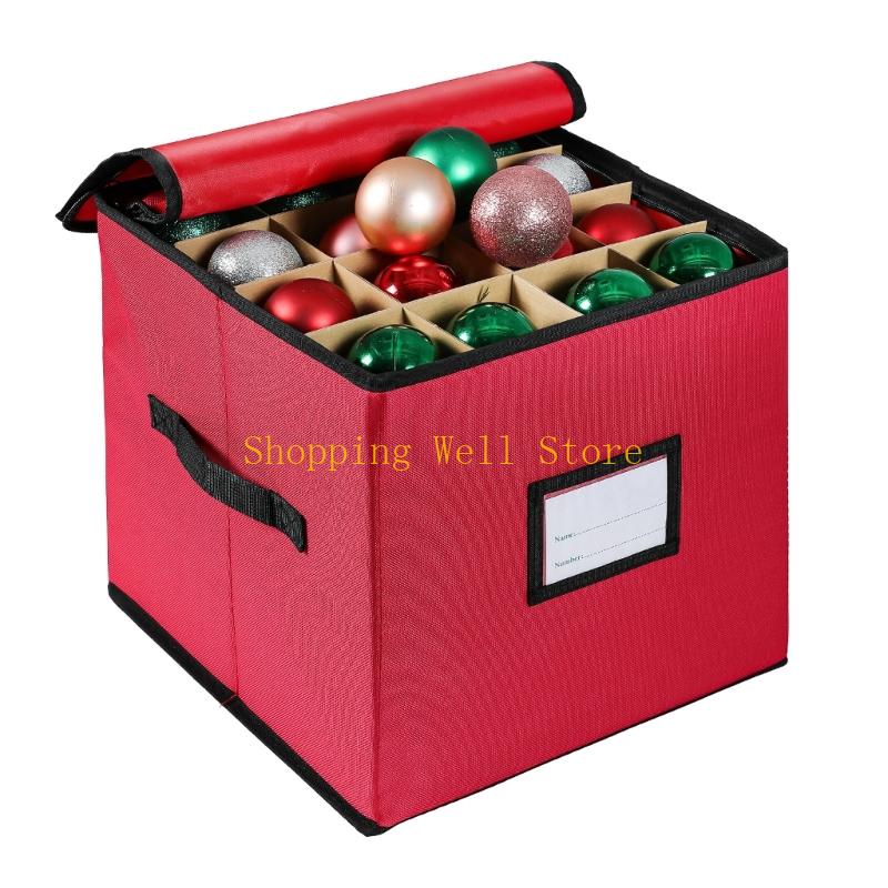 

KX4B 64 Compartment Foldable Storage Box For Christmas Ornament Foldable Organizers червоний