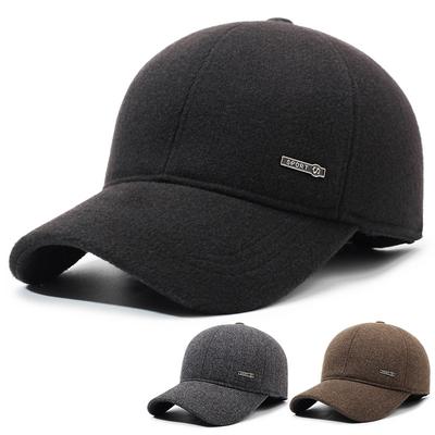 Herbst Winter Herren Mittelalterliche und Ältere Ohrenschutzmütze Samt Dick Warm Baseballkappe Winddichte Mütze