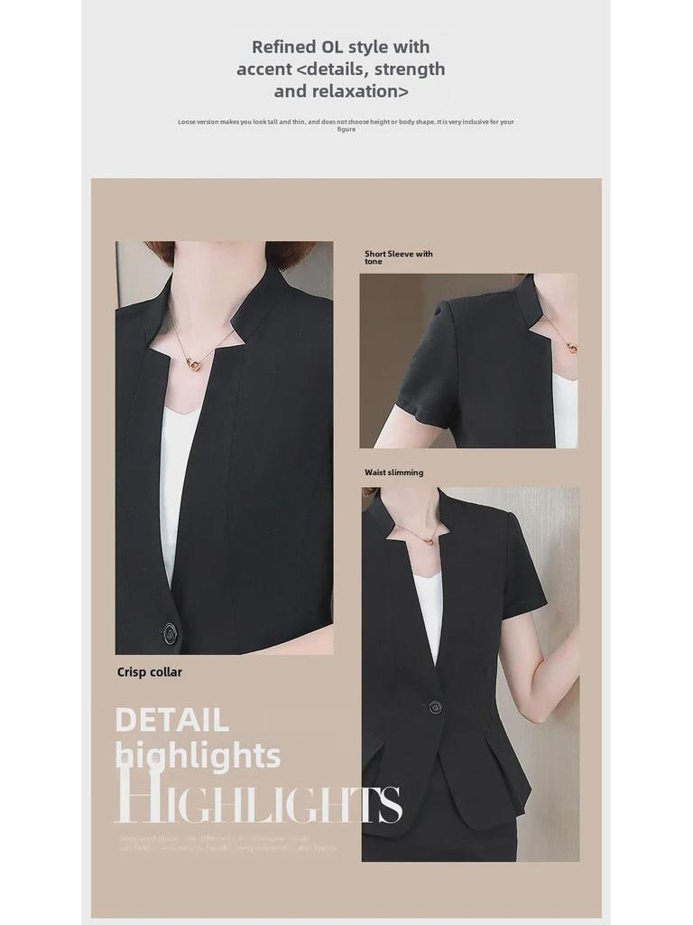 Stylish High-End Women's Slim Suit Jacket - Korean Style, Stand-Up Collar, Ideal for Workplace Wear