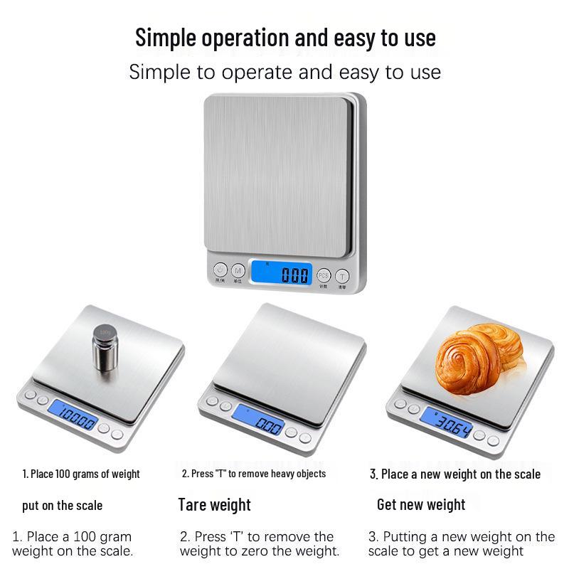 Rechargeable Stainless Steel Kitchen Food Gram Scale