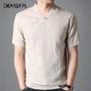 KAISER Men's Linen Blend V-Neck Short Sleeve T-Shirt KS5227