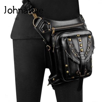 Moto & Biker Dámska bedrová taška Multifunkčná opasková taška Módna Nit Pu Koža Ramenné & Crossbody Tašky