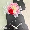 Day Black Cat Flower Clock Carnation Red Pendulum Wall Clock Cat Cat Cat Goods Cat Preserved Flowers W172XD45xH400mm Carnation Red Lulu's Mother's