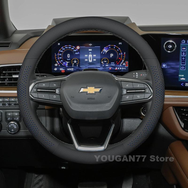 

Leather Car Steering Wheel Cover For Chevrolet Tahoe Colorado 2025 2021-2024 Auto interior Chevrolet Silverado Accessories 2025
