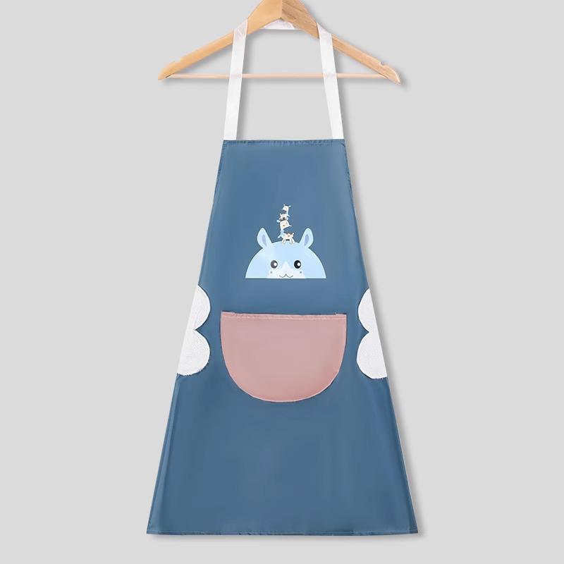 Waterproof Oil-Proof Cute Kitchen Apron with Wipeable Long Sleeves for Men and Women
