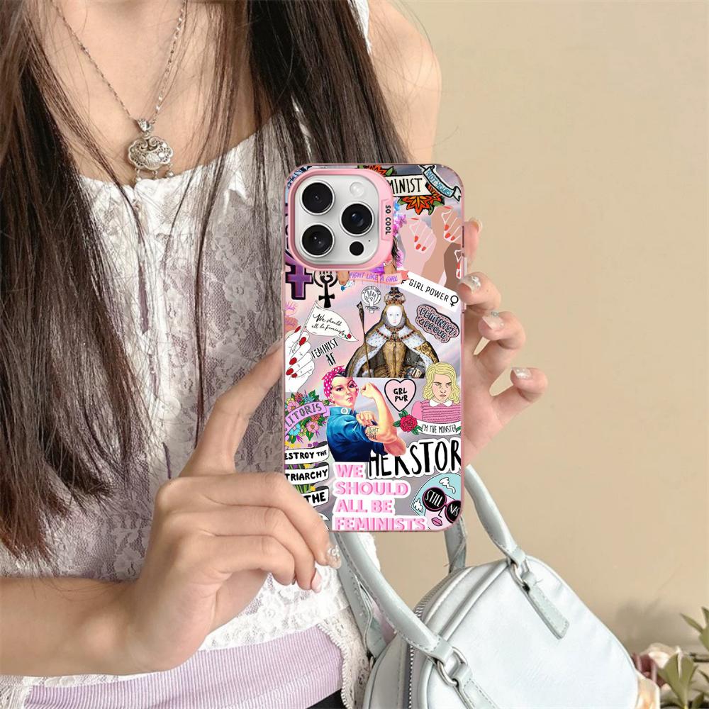 Feminist Feminism Power Girls Phone Case For iPhone 16 15 14 13 12 11 Pro Max X XR XSMAX 8 7 Plus Matte Shockproof Back Cover