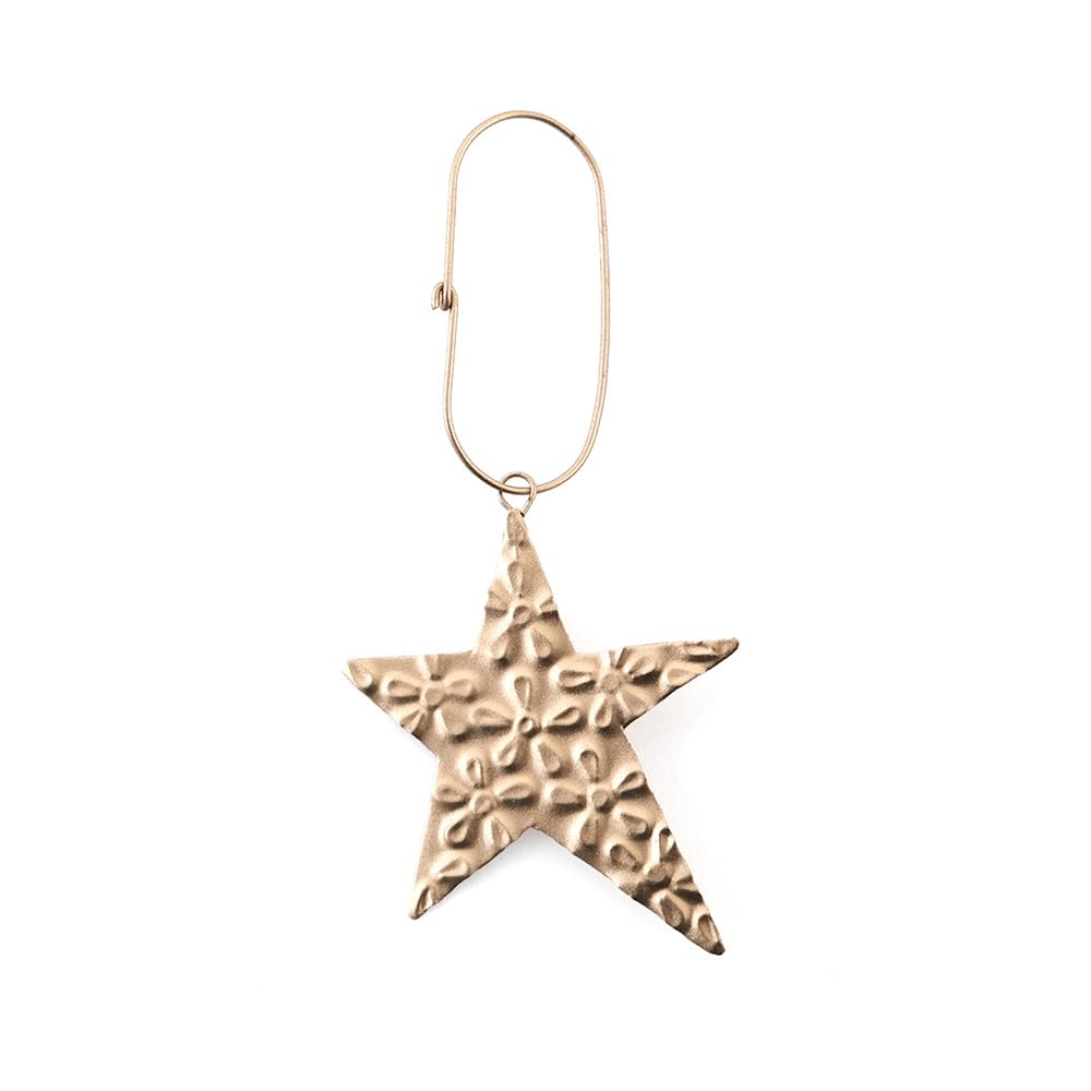 shesay Embossed Tin Ornament Key Charm Display Motif Nordic Korean Star (Gold)