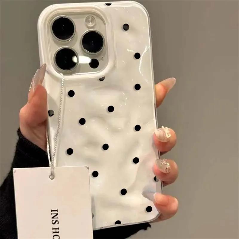 Proste Jednokolorowe Etui na Telefon w Kropki Dla iPhone 17 Air 16 15 14 13 12 11 Pro Max Plus Pokrowiec Antyupadkowy