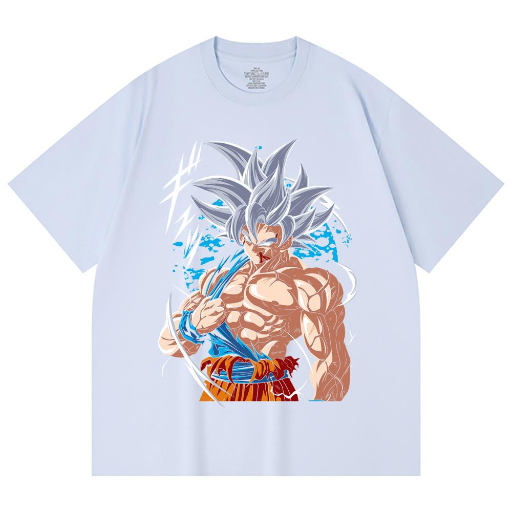 230 Gsm 100% Cotton Dragon Ball V47 Goku Ultra Instinct Print Unisex Heavy Cotton T Shirt