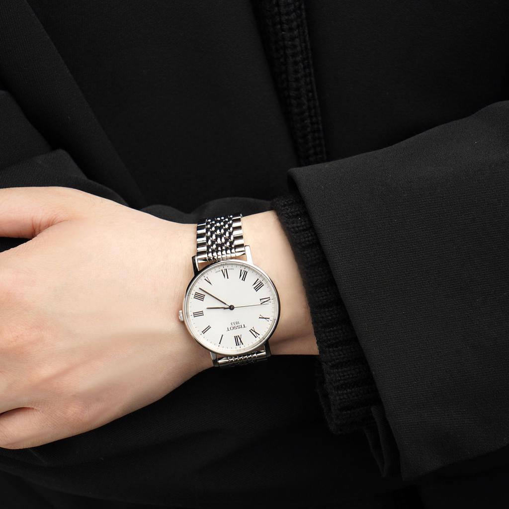 Tissot Meishi Series Quartz Movement Waterproof Bauhaus Style Roman Scale Watch 38mm White Dial Men watches T109.410.11.033.00