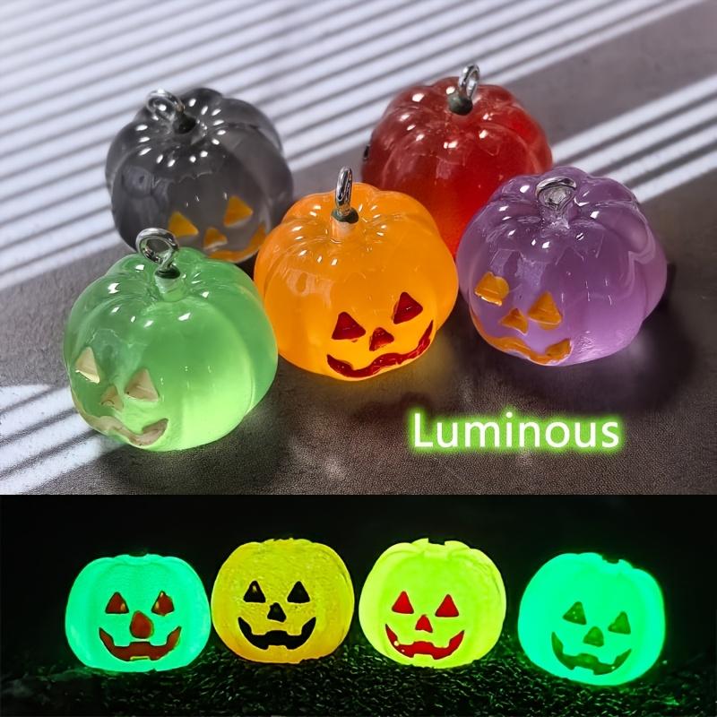 5Pcs Glow in the Dark Mini Pumpkin Figurine Luminous Resin Statue Halloween Car Dashboard Decor Micro Landscape