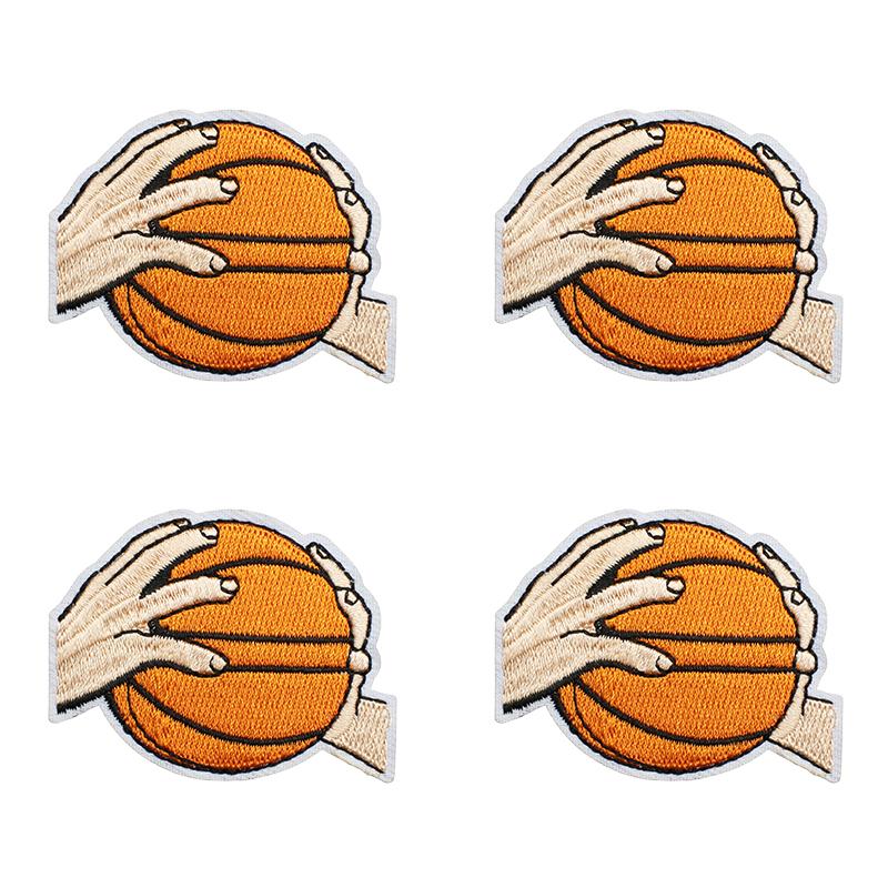 10pcs Wholesale Sports Theme Embroidered Patches On Clothes Jackets Cartoon Basketball Decoration Iron On Patches For Clothing 