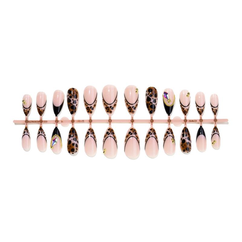 Cross-border Wear Armor Leopard Print Pure Desire Smudging Gradual Change French Advanced Sense Temperament Fake Nails Wear Nail Piece Advanced Sense
